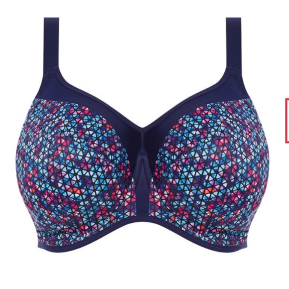 Elomi Energise Sports Bra EL8042 NEW Size 40L Navy Geo Underwire - Picture 1 of 14
